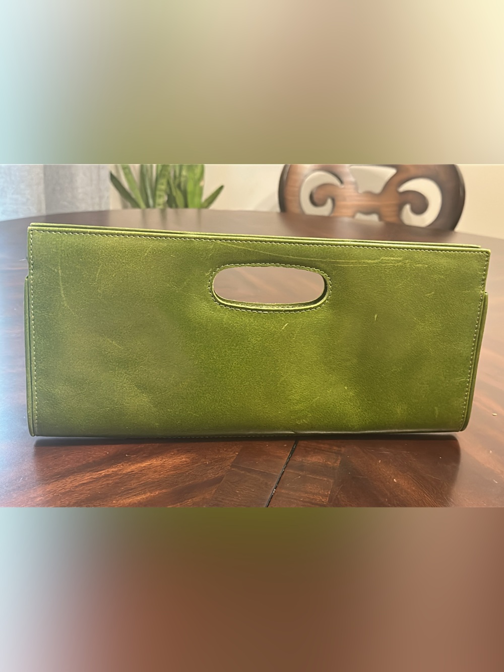 Green Leather clutch 13.5X6 (bags25)